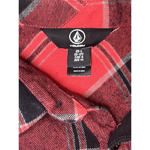 VOLCOM Flannel Shirts Youth Boys Plaid Size L Set of 2, Very Nice - Picture 4 of 6